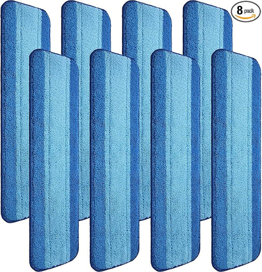 8 Pieces Microfiber Cleaning Pads Compatible with Bona Mop Reusable 18 Inch Replacement Cleaning Pads Washable Refills Replacement Heads for Floor Cleaning