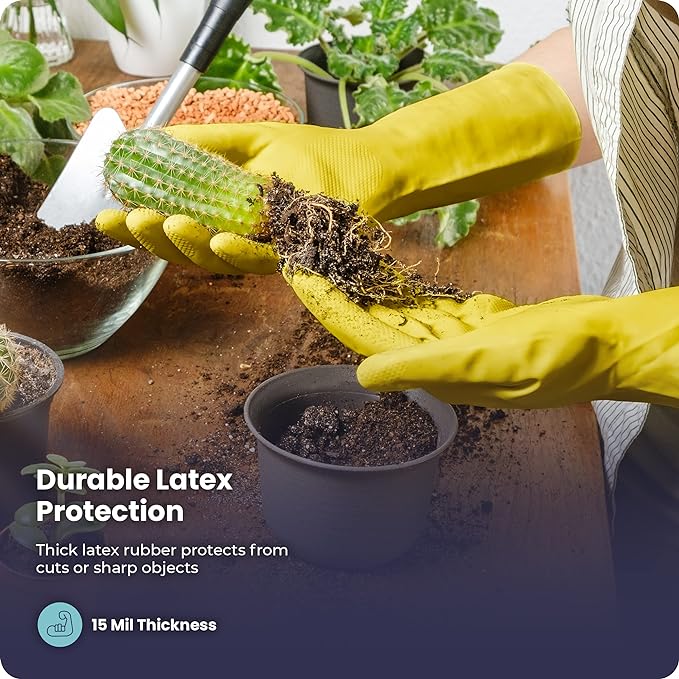 FMP Brands 3/6/12/60 Pairs Cleaning Gloves, Waterproof Rubber Gloves for Washing Dishes, Non-Slip Latex Dishwashing Gloves