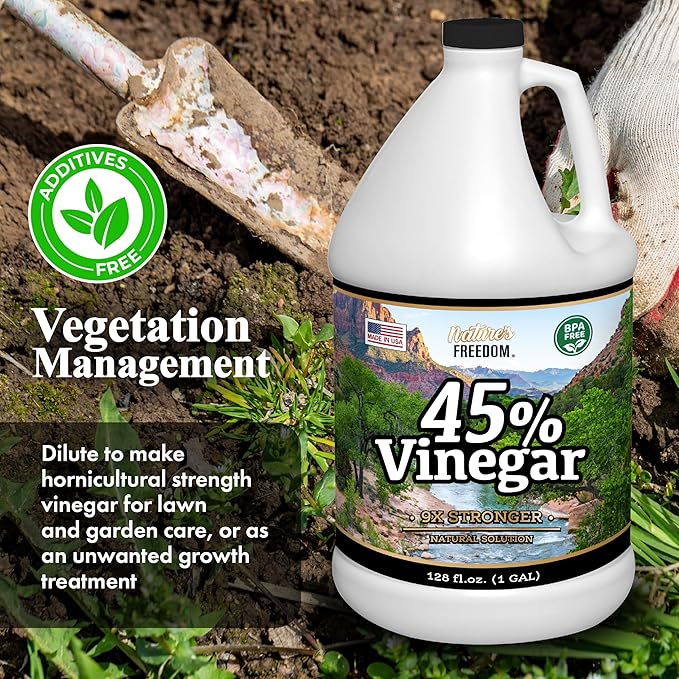 Nature's Freedom 45% Concentrated Vinegar, 4 Gallons - Dilutes to 36 Gallons - 9x Strength Multi-Purpose Solution