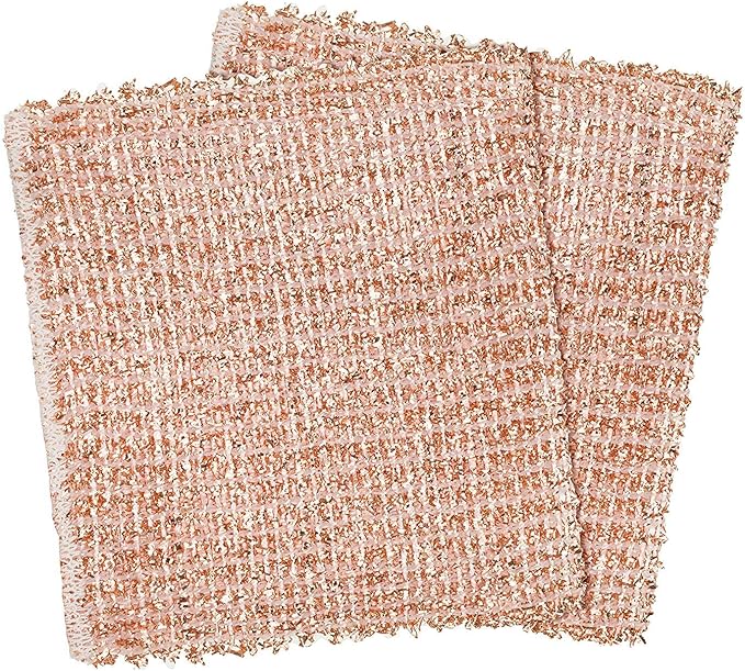 Redecker Real Copper Cleaning Cloths – Scratch-Free 2-Ply Woven Copper Scrub Pads for Pots, Pans, Sinks, Glass & Stainless Steel – Reusable, Machine Washable, Durable, Eco-Friendly – Set of 2