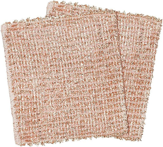 Redecker Real Copper Cleaning Cloths – Scratch-Free 2-Ply Woven Copper Scrub Pads for Pots, Pans, Sinks, Glass & Stainless Steel – Reusable, Machine Washable, Durable, Eco-Friendly – Set of 2