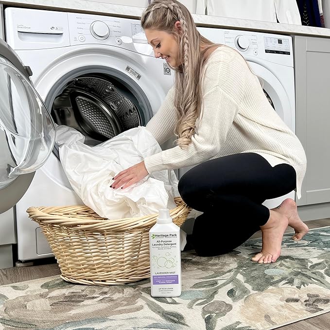 Heritage Park Luxury Laundry Detergent | Dermatologist Tested Plant based Natural & Enzyme Laundry Detergent | Sensitive Skin Friendly - Lavender Mist (32 fl oz)