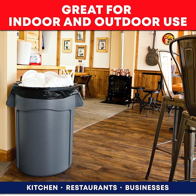 Tasker 44-45 Gallon Trash Bags Heavy Duty, (Value 100 Bags w/Ties) Extra Large Black Trash Bags - 39 Gallon - 40 Gallon - 42 Gallon - 45 Gallon - Large Black Garbage Bags Heavy Duty