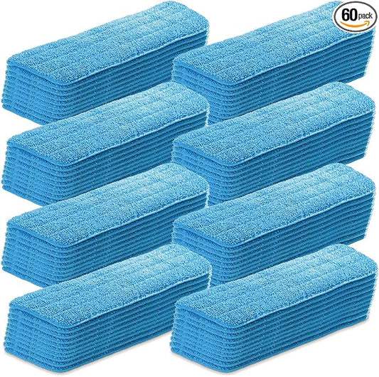 60 Pack Microfiber Mop Pads Machine Washable Cleaning Flat Mop Head Replacement Reusable Household Pads for Hardwood and Hard Surface Floor Cleaning and Scrubbing