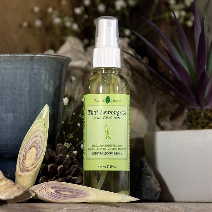 Thai Lemongrass Linen and Room Spray, Natural Air Freshener Made with Pure Lemongrass Essential Oil, Bathroom Air Freshener or Calming Pillow Spray