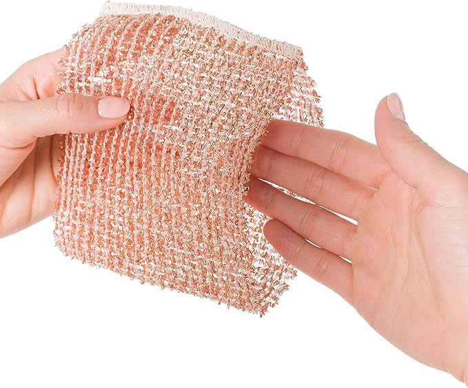 Redecker Real Copper Cleaning Cloths – Scratch-Free 2-Ply Woven Copper Scrub Pads for Pots, Pans, Sinks, Glass & Stainless Steel – Reusable, Machine Washable, Durable, Eco-Friendly – Set of 2