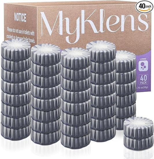 Toilet Bowl Cleaner Tablets, Automatic Toilet Bowl Cleaners, Long-Lasting Toilet Tabs Drop in Tank for Deodorizing & Descaling, Purple, 40 Packs