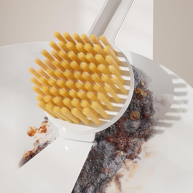 Kitchen Cleaning Brush(Natural Sisal Bristles),Pot Dish Brush Pots Comfortable Long Built-in Scraper Scrub Brush for Pans,Kitchen Sink Cleaning (Transparent