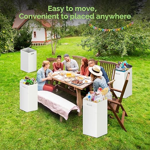 Extra Strong Corrugated Cardboard Disposable Trash Cans, 4 Pack Reuseable and Disposeable Extra Large Trash Cans, 30 Gallon (30" H x 14" W x 14" D), Recycled Garbage Can and Recycling Bins, White