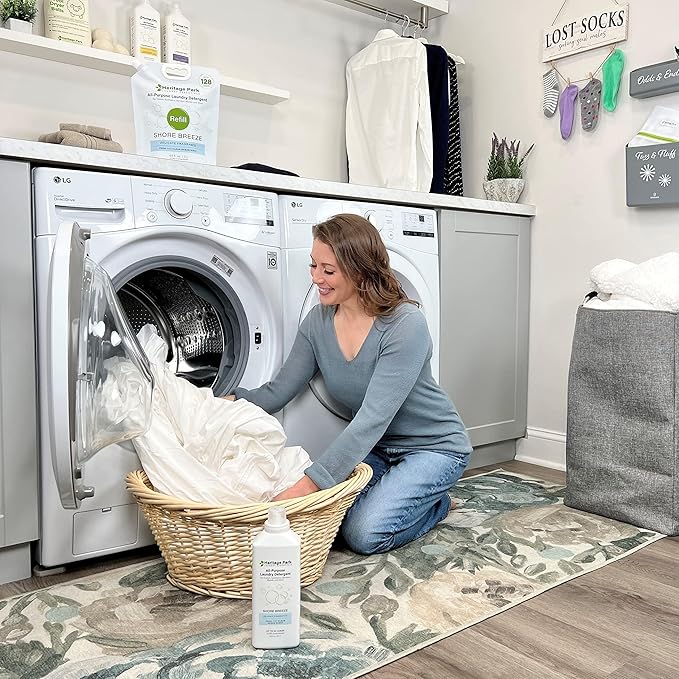 Heritage Park All-Purpose Shore Breeze, Lightly Scented, pH-Neutral Laundry Detergent - Stain-Fighting Enzymes, Ultra Concentrated (64 fl oz Refill Pouch)