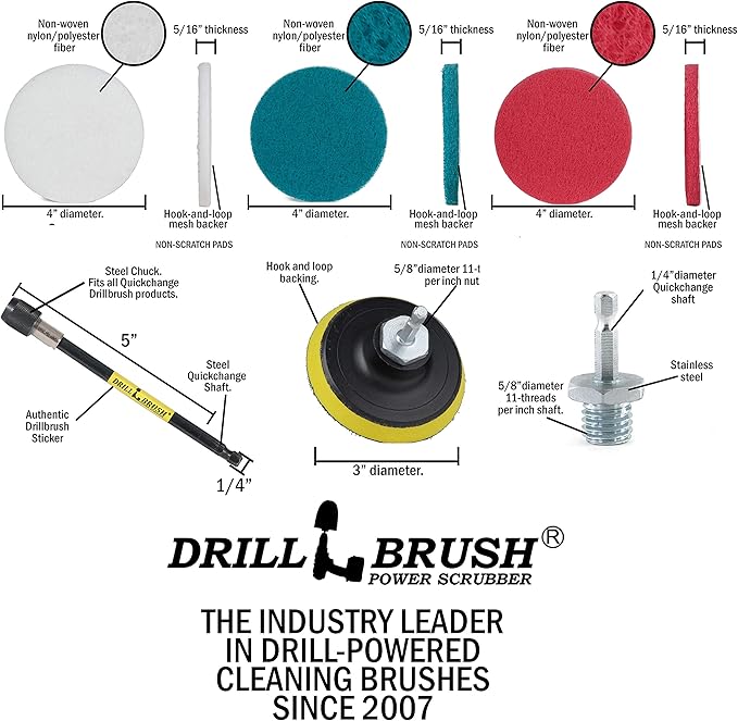Drill Brush Power Scrubber by Useful Products - Toilet Bowl Power Brush - Bathroom Cleaner - Shower Cleaner - Bathroom Accessories Set - Cleaning Kits - Spin Scrubber Drill Attachments for Cleaning