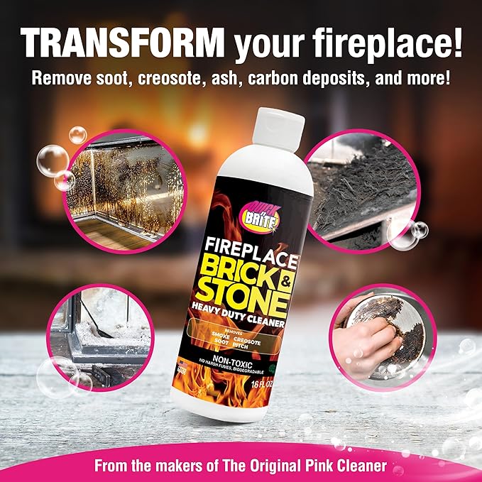 Quick ‘n Brite Fireplace Gel Cleaner for Brick, Stone, Rock, Tile, and Marble, Nonabrasive Fireplace Cleaner, Made in the USA, 16 oz