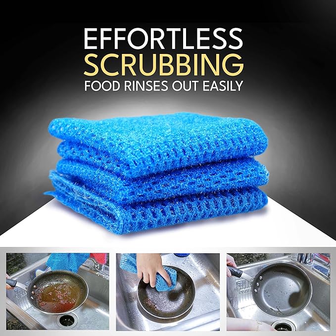 Dish Scrubbers for Cleaning Dishes - Replace Sponges for Dishes - Non Scratch Scrubbing Cloth for Washing Dishes - Best Alternative Dishwashing Scrub Pad - Household Kitchen Sponge Scrubbies Supplies