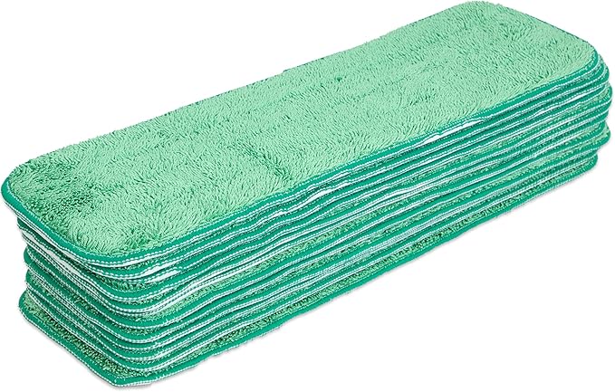 Arkwright Spray Mop Replacement Pads - (Case of 120) Bulk Microfiber Flat Dry and Wet Refill Mop Pads Floor Cleaning, Compatible with Bona and Rubbermaid, Fits All Mop Heads, 18 in, Green