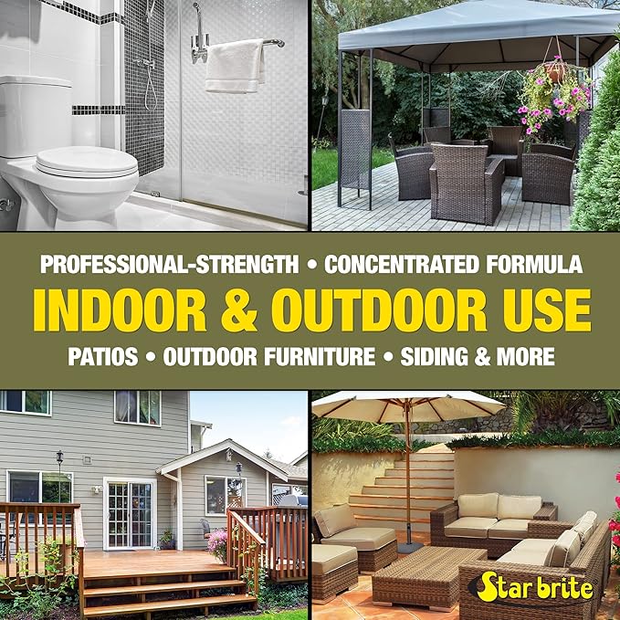 STAR BRITE Outdoor Collection All Surface Mold Stain & Mildew Stain Remover Spray - Cleans & Removes Stains on Contact - 32 OZ Spray (054432)