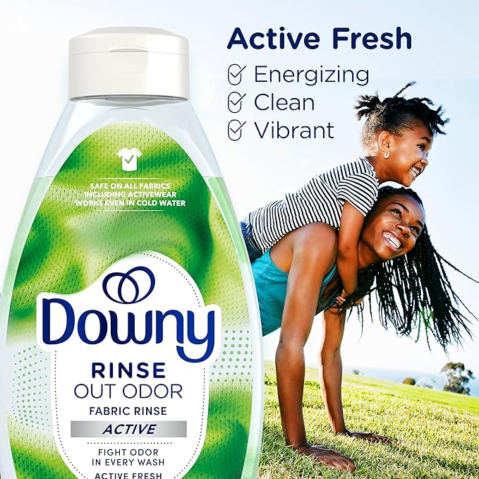 Downy RINSE & REFRESH Laundry Odor Remover and Fabric Softener for Activewear, Active Fresh Scent, 48 oz