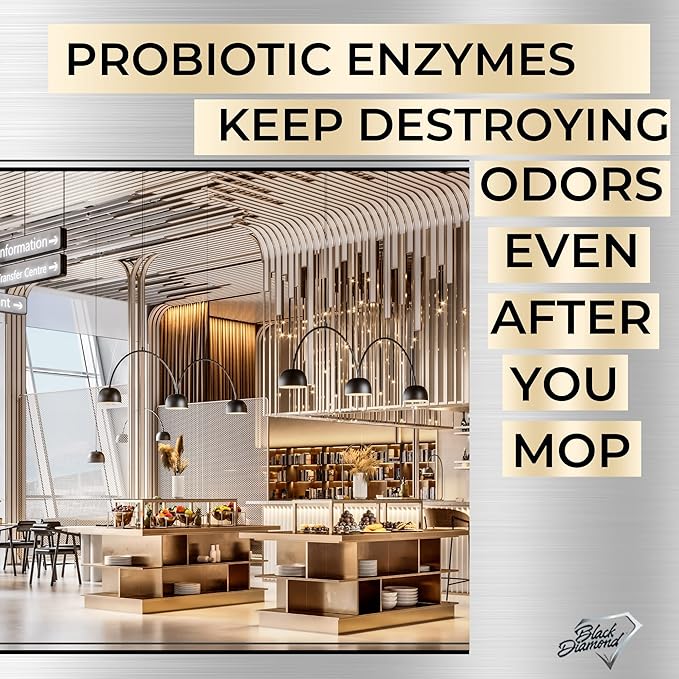 Restaurant Bio-Deodorizing Floor Cleaner - Heavy Duty Commercial Concentrated Enzyme Degreaser and Odor Eliminator for Mopping Tile, Laminate, Hardwood & More