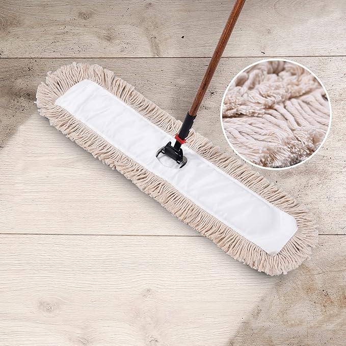 Matthew Cleaning 36'' Cotton Dust Mop Refill Washable Thick Tufted Replacement Heads for Residential & Commercial Use Fit All 36'' Dust Mop Frames, Hardwood, Laminate, Concrete Floors 3 Pack