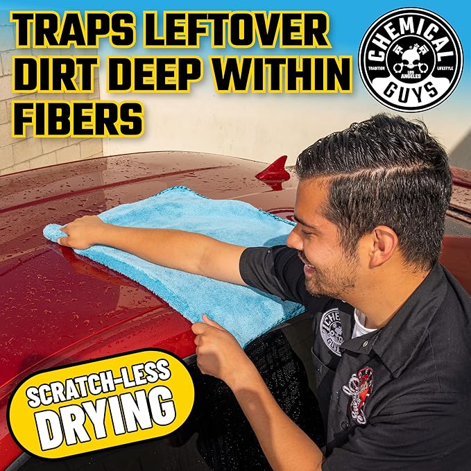 Chemical Guys Woolly Mammoth Large, Super Absorbent and Soft Microfiber Towels for Cars, Blue (36 x 25 inches)