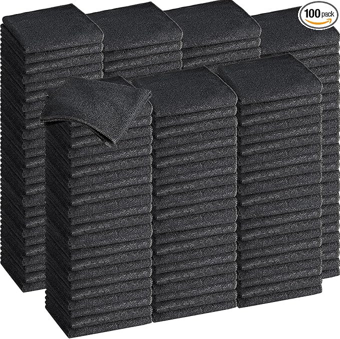 Tenare 100 Pack 12'' x 12'' Microfiber Cleaning Cloths Reusable Cleaning Rags Bulk Microfiber Towels Softer Highly Absorbent Washcloths for House Kitchen Car Window(Black)