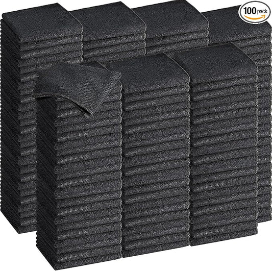 Tenare 100 Pack 12'' x 12'' Microfiber Cleaning Cloths Reusable Cleaning Rags Bulk Microfiber Towels Softer Highly Absorbent Washcloths for House Kitchen Car Window(Black)