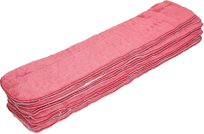 Arkwright Spray Mop Replacement Pads - (Pack of 12) Bulk Microfiber Flat Dry and Wet Refill Mop Pads Floor Cleaning, Compatible with Bona and Rubbermaid, Fits All Mop Heads, 24 in, Red