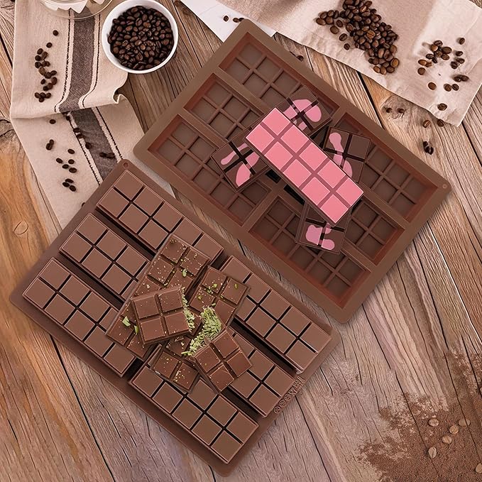 Silicone Chocolate Bar Mold - Non-Stick Deep Chocolate Mold for Homemade Dubai Pistachio Bars, Candy, Protein & Energy Bars (2 Pack)- Ideal for Homemade Desserts and Gift-Making Projects