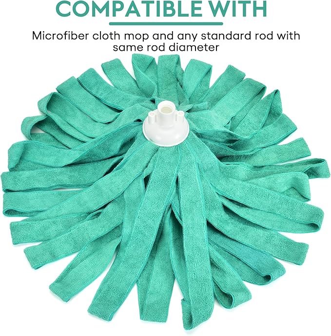 Matthew Microfiber Cloth Mop Compatible with Ceda Microfiber Cloth Mop Refill Commercial Replacement 54" Stainless Steel Handle with 2 Wet Mop Heads w/1 Handle Incl.2Pcs Microfiber Towels-Green
