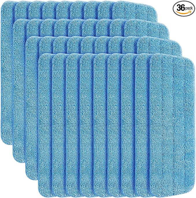 36 Pcs Microfiber Mop Pads Machine Washable Cleaning Flat Mop Head Replacement Reusable Household Pads for Hardwood and Hard Surface Floor Cleaning and Scrubbing