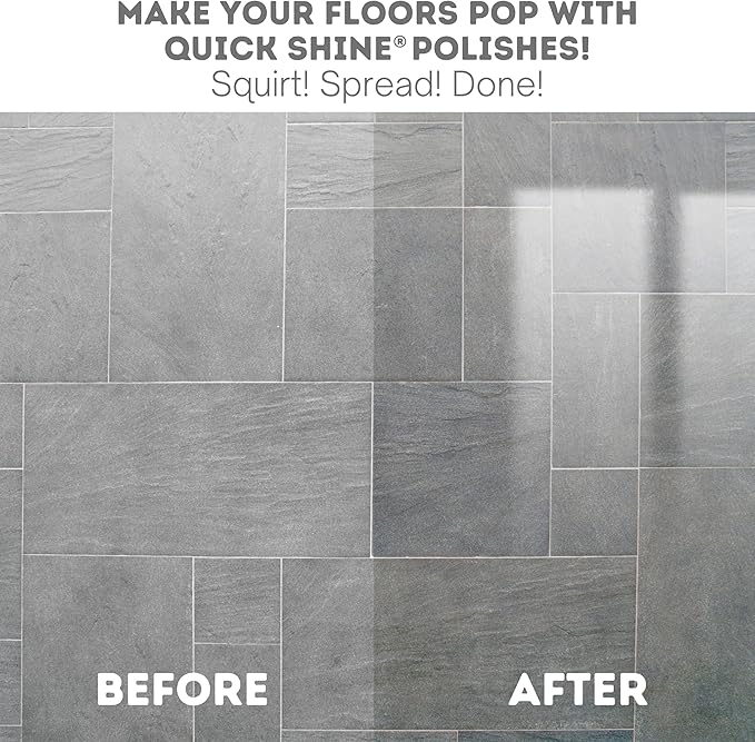 Quick Shine Multi-Surface Floor Finish-Polish 64oz-4pk | Safer Choice, No PFAS, pH Neutral Clean Shine Technology | Squirt & Spread | For Wood, Laminate, LVP, LVT, Tile & Stone | Made in USA