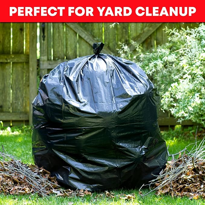 Tasker Contractor Garbage Bags 55 Gallon, 3 Mil Black Contractor Garbage Bag (50 Bags w/Ties) Large 55 Gallon Trash Bags Heavy Duty Liners, Extra Large Trash Liners for Construction, Industrial Bag