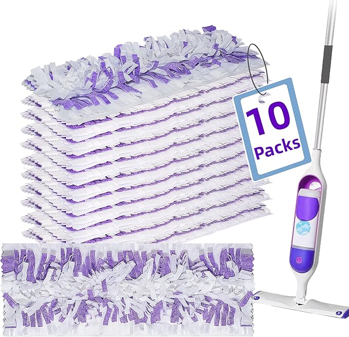 Disposable Mopping Pad Refills for Swiffer PowerMop Multi-Surface Mop and S.wiffer PowerMop Wood Mop, Spray Clean Pads Replacement (Purple -10)