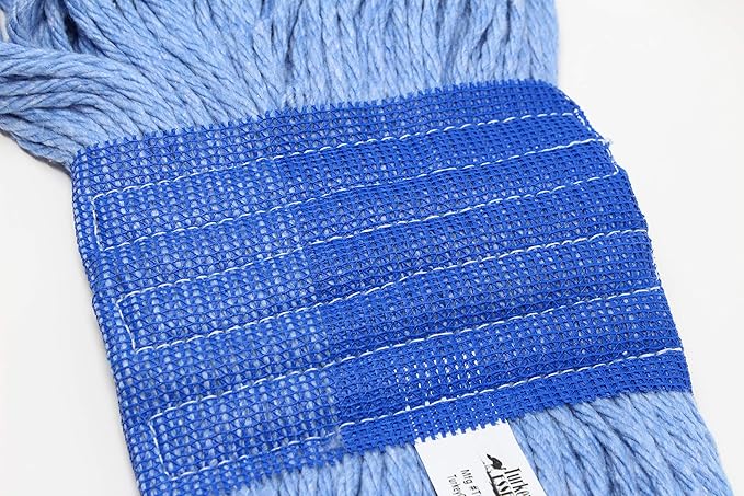 Turkey Creek Essentials Mop Heads Commercial Grade USA Made Looped End Heavy Duty Large Mop Head of Blue 4-Ply Synthetic Yarn Industrial Wet Mop Head Replacement and String Mop Refills (6, Large)