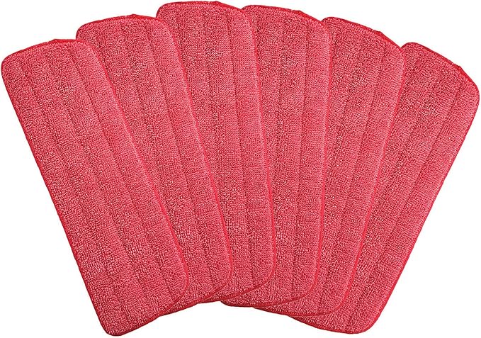 Microfiber Mop Replacement Pads for Wet/Dry Mop Floor Cleaning Pad Fit All Spray Mops (6 Pack)