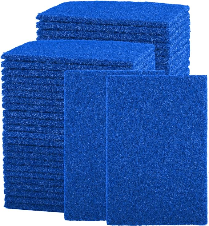 40 Pcs Scouring Pads,Heavy Duty Scour Pads,Blue Dish Scrubber Pads,Non Scratch Scrubbing Pads,Reusable Household Scrub Pads for Dishes Kitchen Scrubbers & Metal Grills,4x6in