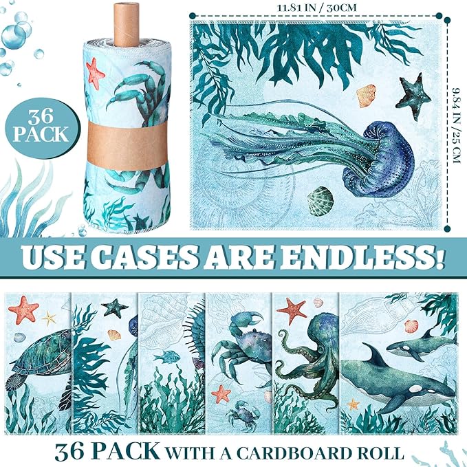 36 Pack Reusable Cleaning Cloths Washable Cotton Kitchen Towels for Home