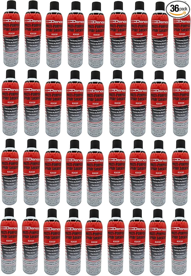 #2030 Denco Multi-Purpose Spray Solvent - Aerosol - Cuts Grime, Dirt, Grease, and Oily Debris - High Power Spray - Non-Chlorinated - Low Odor - Fast Acting - 13oz Net Wt - 12 Per Case (36)