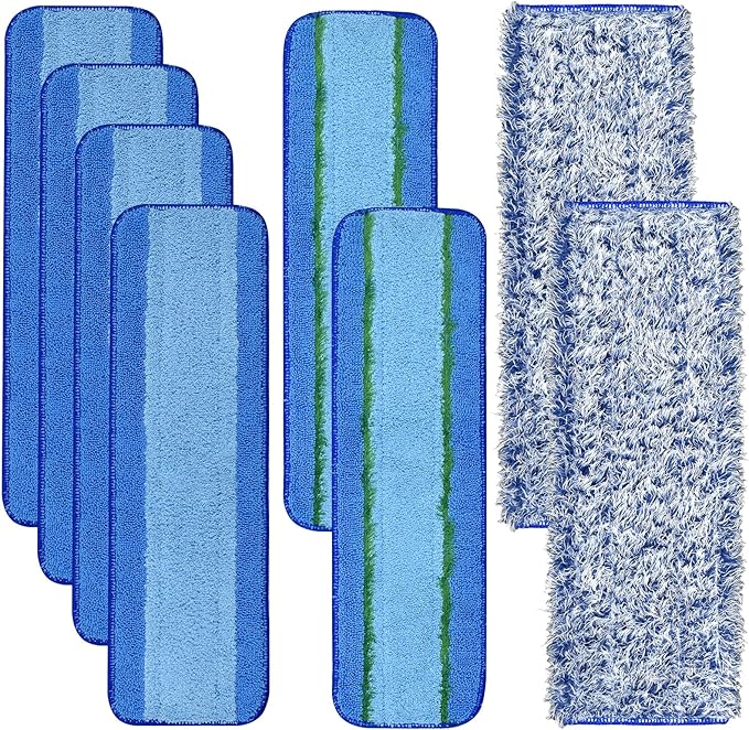 8 Pack Microfiber Cleaning Pad for Bona Mop Hardwood & Hard Surface Floors Dry and Wet Floor Cleaning - Includes 4 Microfiber Cleaning Pad, 2 Deep Clean Pads and 2 Dusting Pad - Dual Zone Cleaning