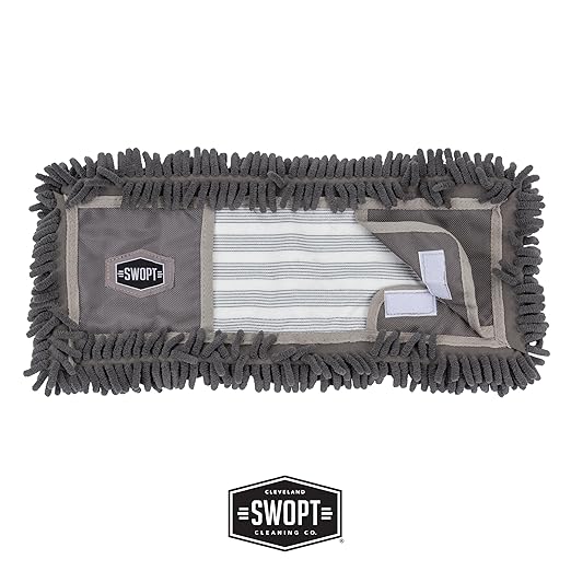 SWOPT 18” Microfiber Dust Mop Refill – Cleaning Pad for Use on Wood, Laminate, Tile – Interchangeable with All SWOPT Cleaning Products for More Efficient Cleaning and Storage
