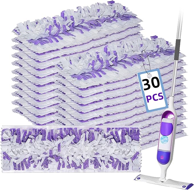 Disposable Mopping Pad Refills for PowerMop Multi-Surface Mop and PowerMop Wood Mop, Spray Clean Pads Replacement (Purple -30)