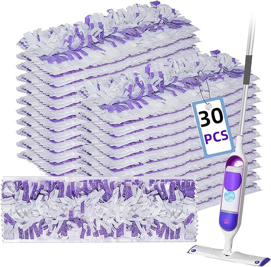 Disposable Mopping Pad Refills for PowerMop Multi-Surface Mop and PowerMop Wood Mop, Spray Clean Pads Replacement (Purple -30)