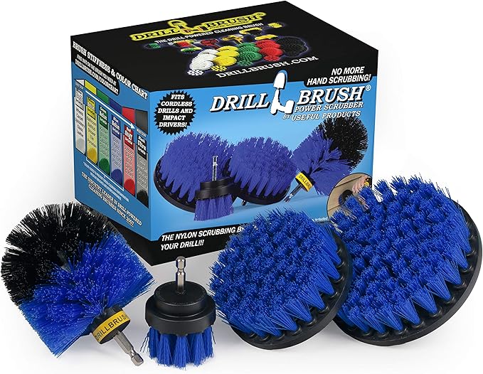 Drillbrush Boat Hull Cleaner Set/Swimming Pool Accessories - Cleaning Drill Brushes for Vinyl Liners - Hot Tubs and Spas Cleaning Brush Kit - Pool Cover Scrubber - Rotary Brushes for Walls and Deck