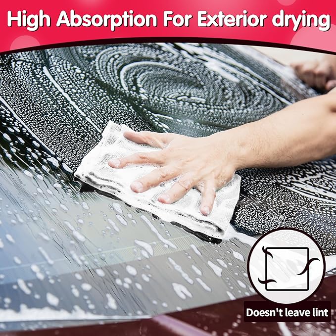 FIXSMITH White Microfiber Cleaning Cloth, Pack of 50, 16"X12" Cleaning Rags for Housekeeping and Kitchen, Reusable Shop Towels, Microfiber Towels for Cars, Lint Free, Scratch-Free, Highly Absorbent