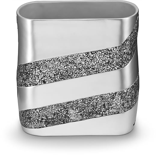 Creative Scents Silver Mosaic Bathroom Trash Can 2.11 Gal / 8L - Decorative Waste Basket for Bathroom - Durable Slim Small Garbage Can for Bathroom, Powder Room, Bedroom or Living Room Decor