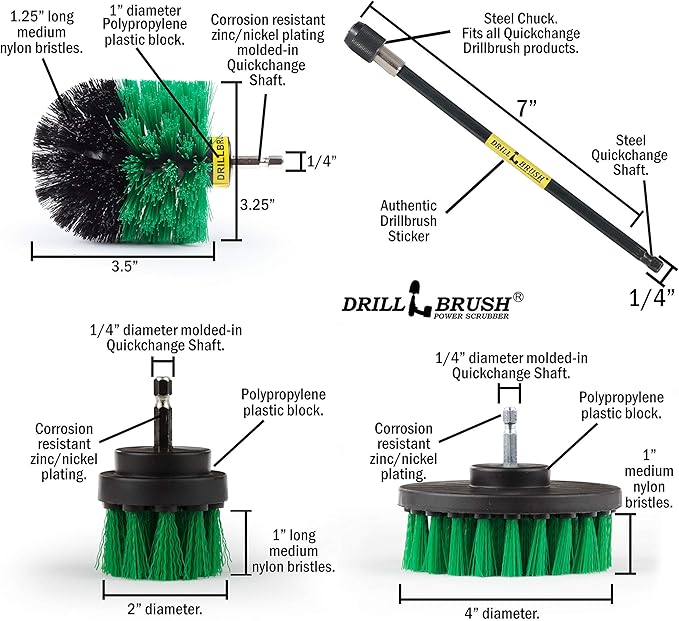 Household Cleaning Supplies - Power Scrubber Brush Set - Drill Brush Attachment Pads - Home Cleaning Brushes - Kitchen Cleaner Stove Brush - Counter Tile Kitchen Cleaner Pads - Kitchen Sink Brush
