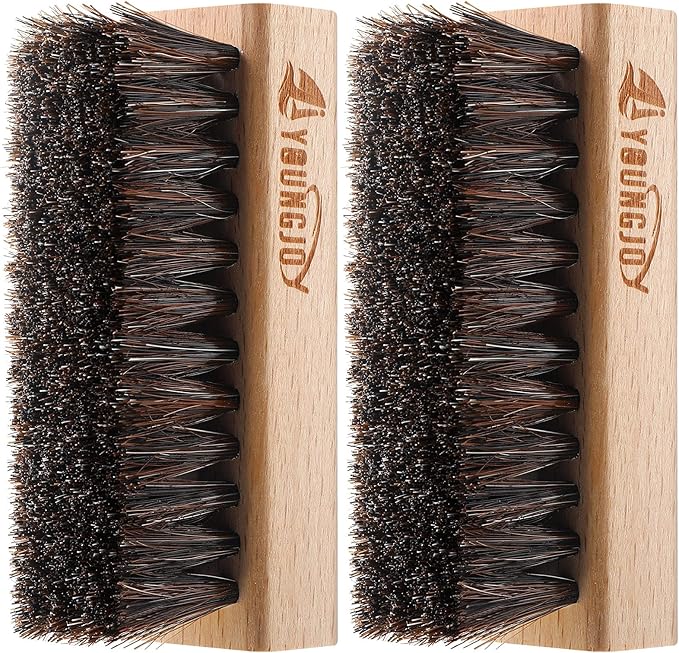 YoungJoy Sneaker Cleaning Brush Shoes Shine Dauber Nylon/Horsehair/Boar Cleaner Brushes Crepe Applicators(Horsehair bristle)