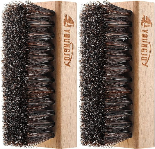 YoungJoy Sneaker Cleaning Brush Shoes Shine Dauber Nylon/Horsehair/Boar Cleaner Brushes Crepe Applicators(Horsehair bristle)