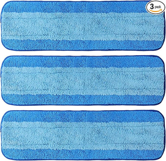 3 Pack Microfiber Cleaning Pads for Bona Mop, Reusable Microfiber Mop Pads for 18 Inch Mop, Hardwood Floor Replacement Cleaning Mop Pads, Machine Washes
