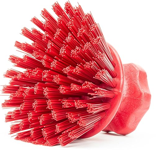 SPARTA 42395EC05 Plastic Scrubber Brush, Round Brush, Dish Scrub Brush With Color Coded For Cleaning, Kitchen, Bathroom, Bathtub, Dishes, Sink, 5 X 5 X 4 Inches, Red