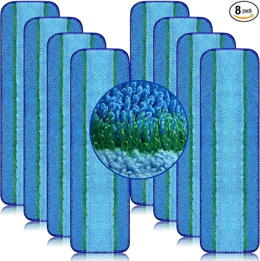 8 Pack 18Inch Deep Cleaning Replacement Pads Compatible with Bona Family of Mops, Premium Microfiber Floor Mop for Hardwood Floors and Multi-Surface Floor Cleaner